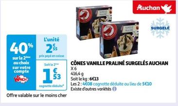 Auchan - CÔNES VANILLE PRALINE SURGELÉS