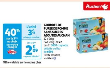 Auchan - GOURDES DE PUREE DE POMME SANS SUCRES AJOUTES