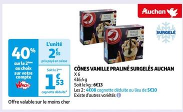 Auchan - Cones Vanille Praline Surgeles