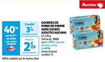 Auchan - Gourdes De Puree De Pomme Sans Sucres Ajoutes