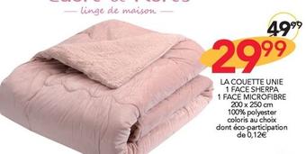 La Couette Unie 1 Face Sherpa 1 Face Microfibre