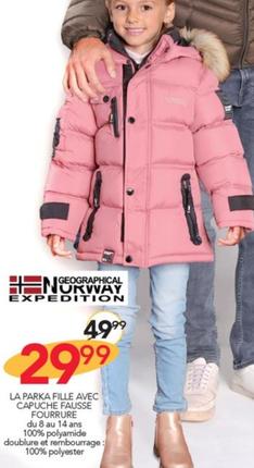 Geographical Norway Expedition - La Parka Fille Avec Capuche Fausse Fourrure