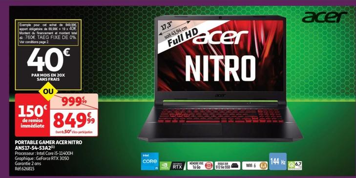 portable gamer nitro an517-54-53a2