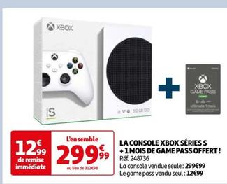 Microsoft - La Console Xbox Séries S +1 Mois De Game Pass Offert!