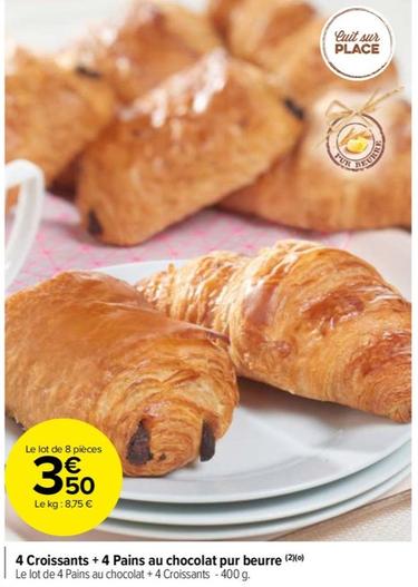 4 Croissants + 4 Pains au chocolat pur beurre