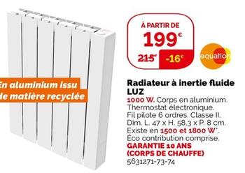 Radiateur À Inertie Fluide 1000 W Luz