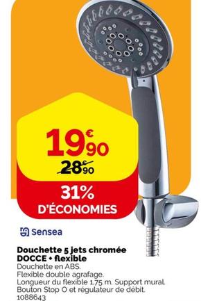 Sensea - Douchette 5 Jets Chromée Docce + Flexible