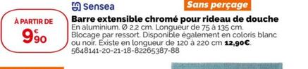 Sensea - Barre Extensible Chromé Pour Rideau De Douche