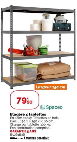 spaceo - etagere 4 tablettes