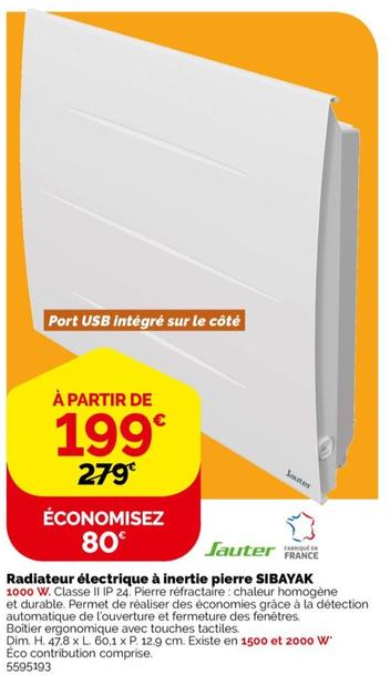 Radiateur Électrique À Inertie Pierre 1000 W Sibayak