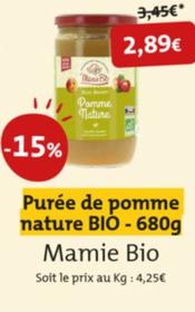 Mamie Bio - Puree De Pomme Nature Bio