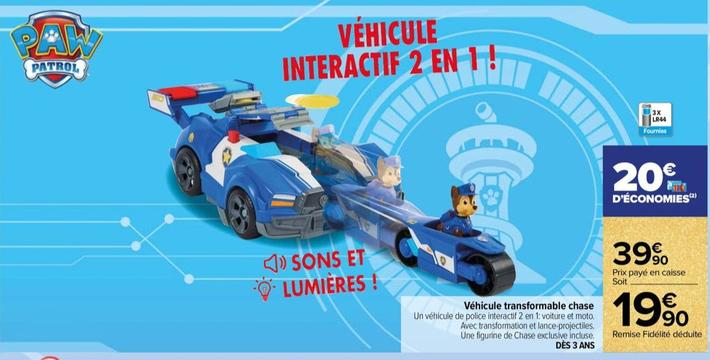 Paw Patrol - Vehicule Transformable Chase