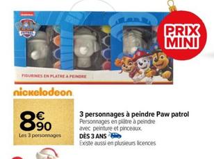 Nickelodeon - 3 Personnages À Peindre Paw Patrol