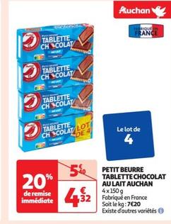 Auchan - Petit Beurre Tablette Chocolat Au Lait