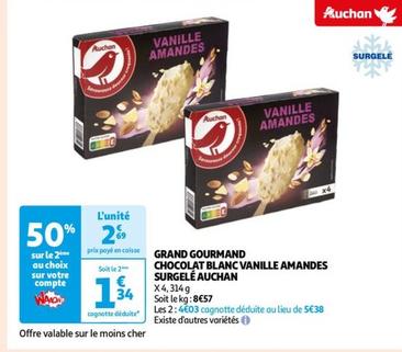Auchan - Grand Gourmand Chocolat Blanc Vanille Amandes Surgelé
