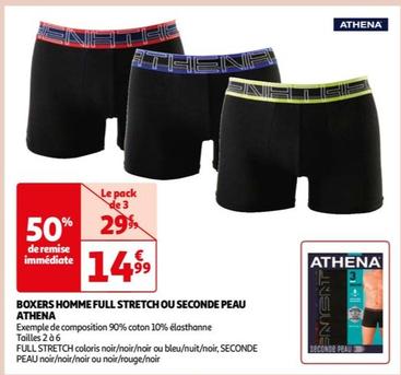 athena - boxers homme full stretch ou seconde peau