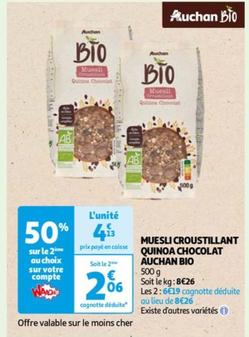 auchan - muesli croustillant quinoa chocolat bio
