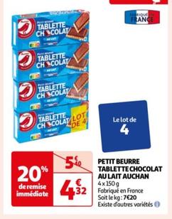 Auchan - Petit Beurre Tablette Chocolat Au Lait