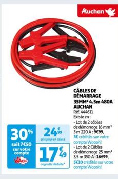 auchan - câbles de démarrage 35mm²4.5m 480a
