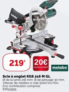 Metabo - Scie A Onglet Kgs 216 M Gl