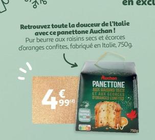 Auchan - Panettone Pur Beurre Raisins Secs Écorces Oranges Confites