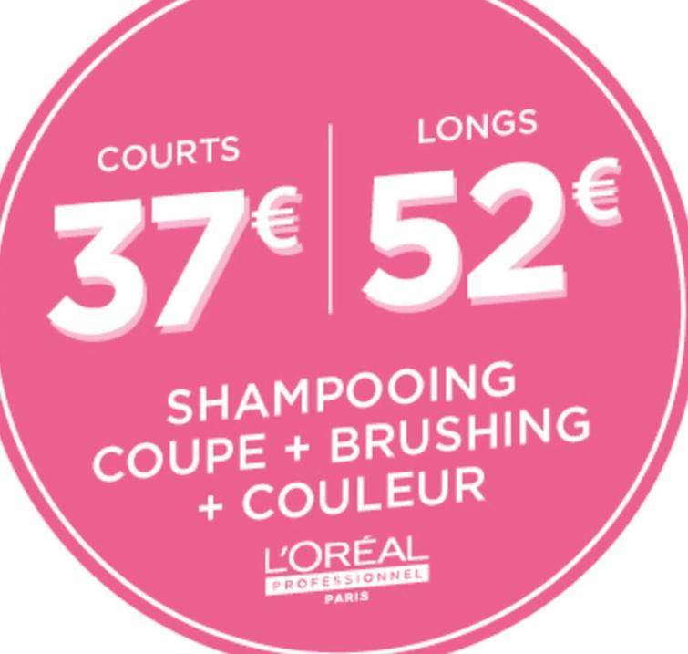 Shampooing Coupe + Brushing + Couleur , Courts offre à 37€ sur Tchip