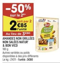 Amandes Non Grillées Non Salées Natur' & Bon