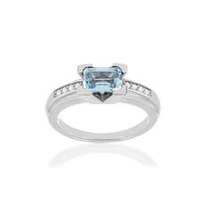 Bague VAN BRILL or blanc 750, aigue-marine, diamants. offre à 1074€ sur Maty