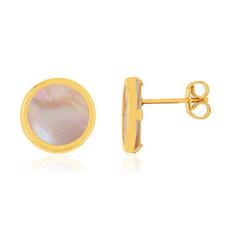 Boucles d'oreilles or 750 jaune nacres roses rondes. offre à 327,9€ sur Maty