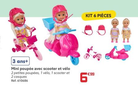 Mini Poupée Avec Scooter Et Vélo