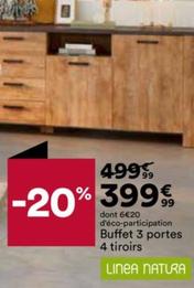 Linea Natura - Buffet 3 Portes 4 Tiroirs offre à 399,99€ sur BUT