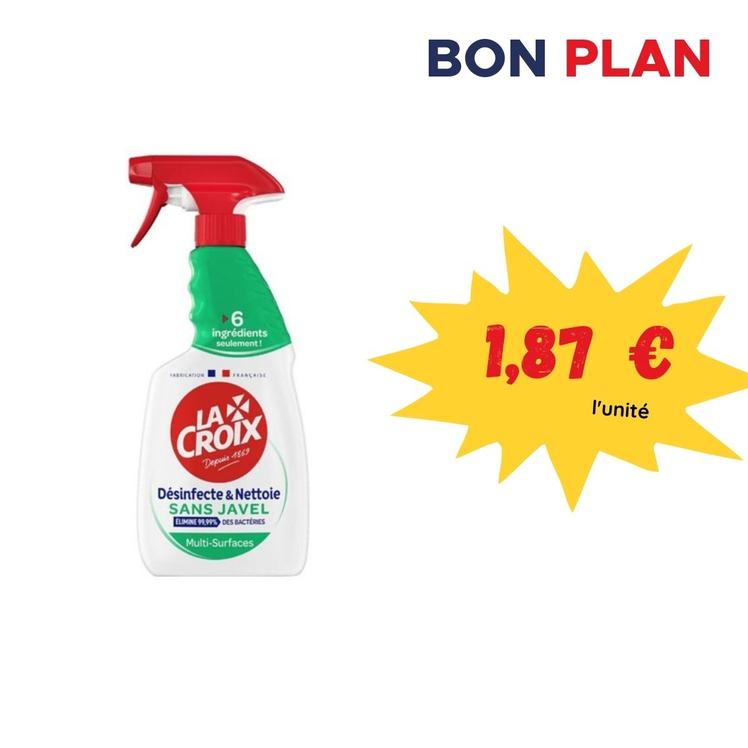 Spray nettoyant multi surface sans javel La Croix - 500ml offre à 1,87€ sur 