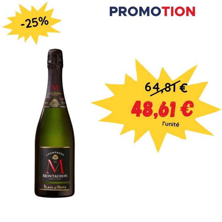Champagne Brut blanc de noir Montaudon AOP - 75cl offre à 48,61€ sur 