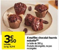 4 Muffins Chocolat Fourres Noisette