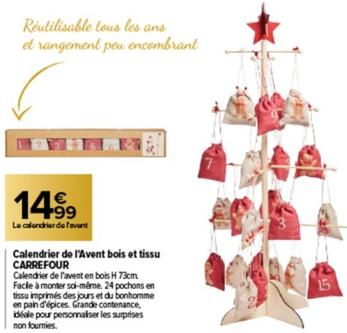 Calendrier De L'avent Bois Et Tissu