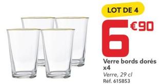 Verre Bords Dorés X4