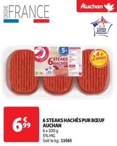 Auchan - 6 Steaks Haches Pur Boeuf