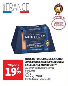 montfort - bloc de foie gras de canard avec morceaux igp sud ouest exellence