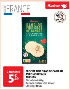 auchan - bloc de foie gras de canard avec morceaux