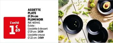 Assiette Plate 24 Cm Plumi Noir