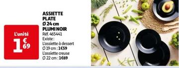 Assiette Plate 24 Cm Plumi Noir