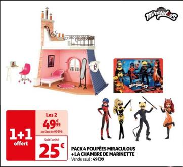 Pack 4 Poupées Miraculous +la Chambre De Marinette