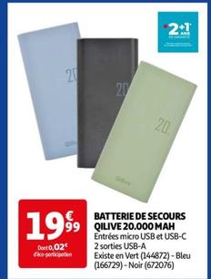 Qilive - Batterie De Secours 20.000 Mah