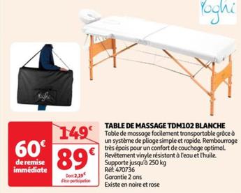 Yoghi - Table De Massage Tdm102 Blanche