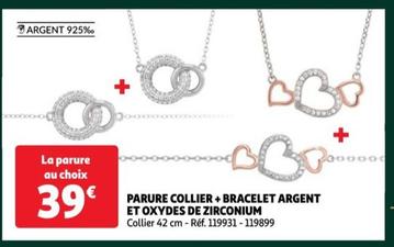 Parure Collier + Bracelet Argent Et Oxydes De Zirconium