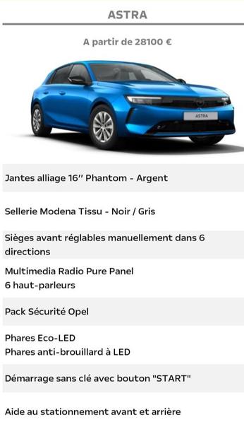 Opel - Astra offre à 28100€ sur Opel