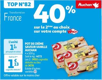 Auchan - Pot De Crème Saveur Vanille