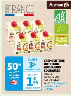 Auchan - Crème Entière Uht Fluide