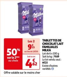 tablettes de chocolat lait familiales