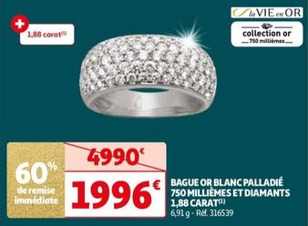 La Vie En Or - Bague Or Blanc Palladié 750 Millièmes Et Diamants 1,88 Carat